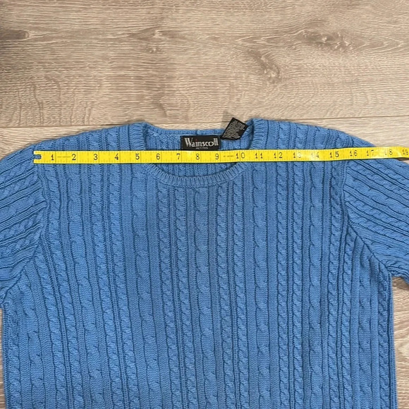 Vintage Wainscot Petites 100% Cotton Crew Neck Cable Knit Sweater Blue S - Picture 8 of 14